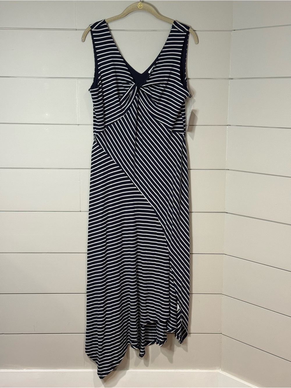 NEW Spense  Navy and White Striped V-Neck Maxi Dress Size M
